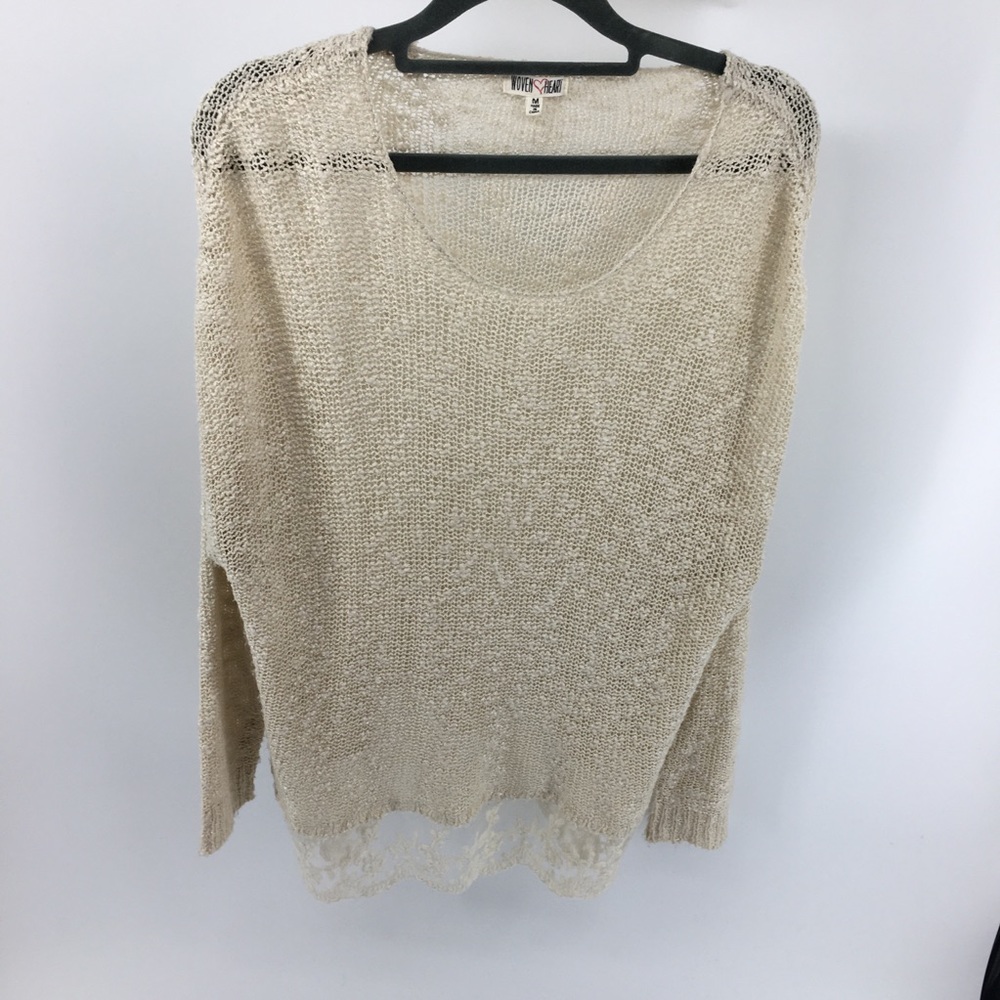 Woven Heart Ivory Sweater